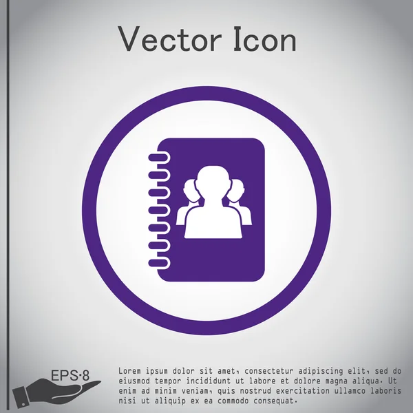 Telefon, pictograma carte adrese — Vector de stoc