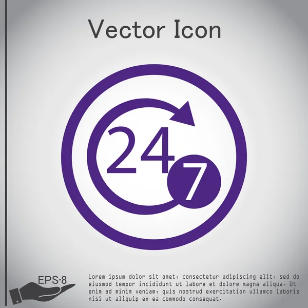 24 uur, 7 dagen pictogram — Stockvector