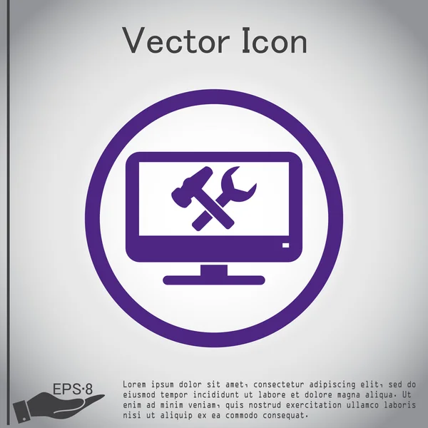 Monitor, symbol nastavení, nastavení počítače ikony — Stockový vektor