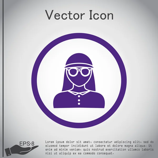 Icono redondo imagen chica en gafas — Vector de stock