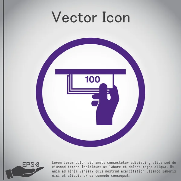 Withdrawing money from ATM icon — Stock Vector