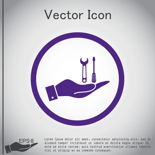 Mano sosteniendo un signo de configuración de símbolo — Vector de stock