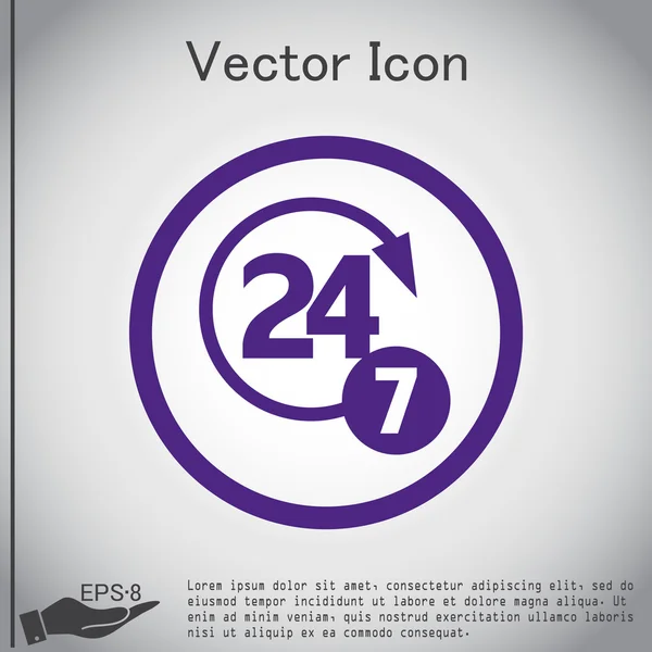 24 uur, 7 dagen pictogram — Stockvector