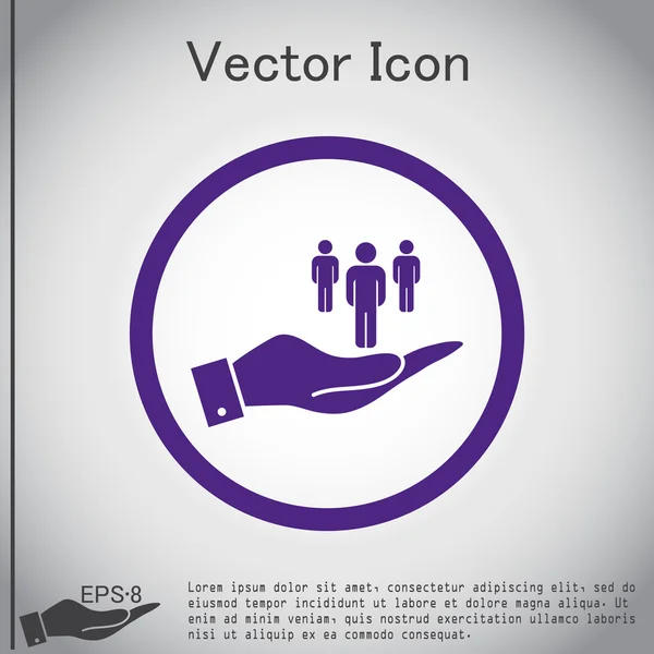 Ruka držící silueta mužů — Stockový vektor