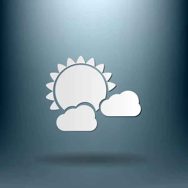 Icona meteo, sole dietro la nuvola — Vettoriale Stock