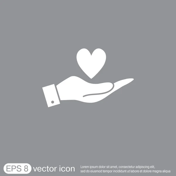 Ruka držící srdce znamení. — Stockový vektor