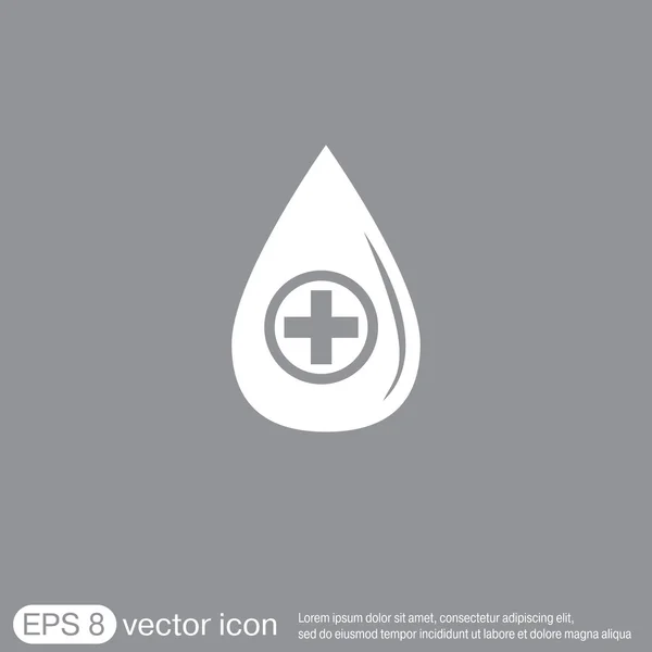 Drop with cross, medicine icon — Stock Vector
