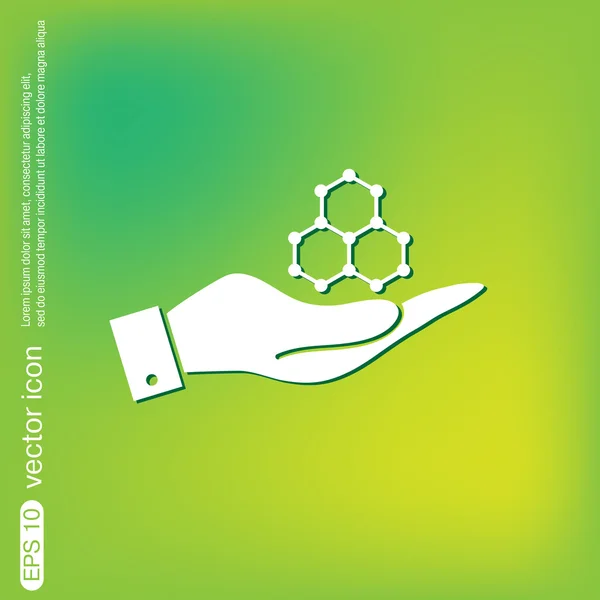 Hand met chemie pictogram — Stockvector