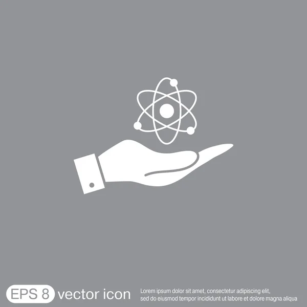 Mão segurando o átomo, molécula — Vetor de Stock
