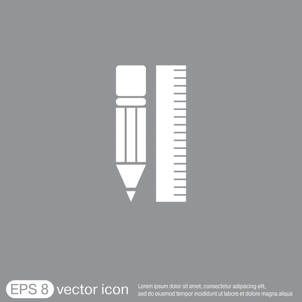 Régua e lápis. geometria dos caracteres — Vetor de Stock