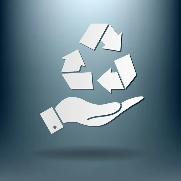 Main tenant le symbole de recyclage — Image vectorielle