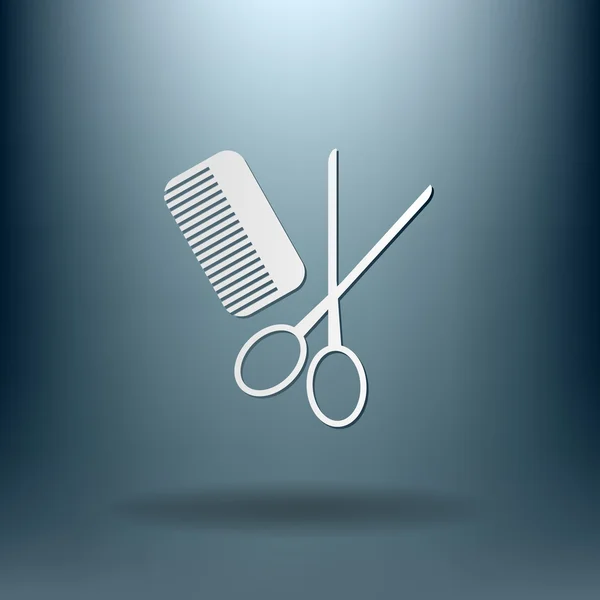 Peine, tijeras. barbería — Vector de stock