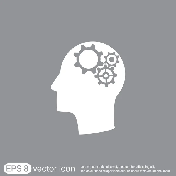 Head with gears icon — Stock Vector