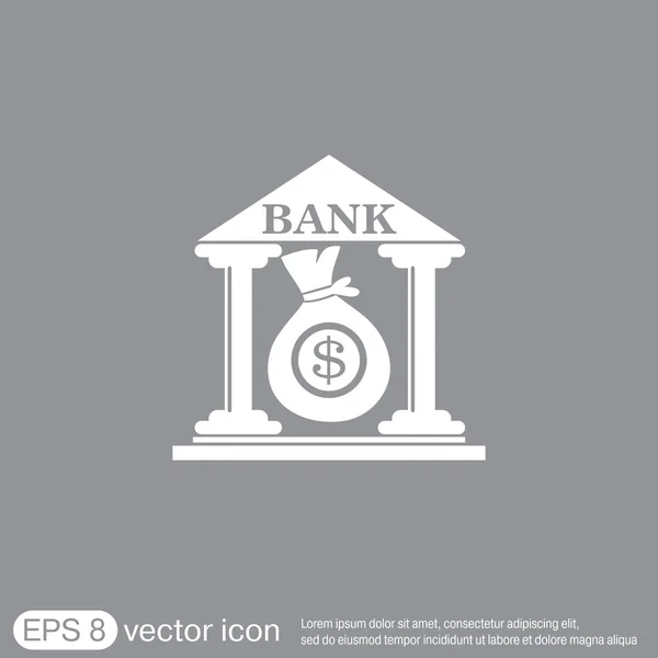 Edificio del banco, icono financiero — Vector de stock