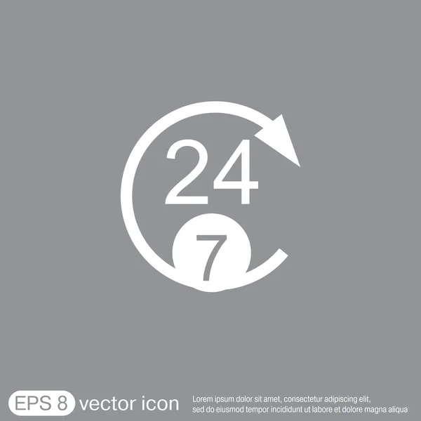 24 uur, 7 dagen pictogram — Stockvector