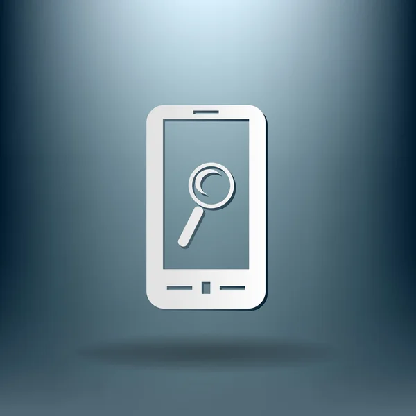 Téléphone avec icône loupe — Image vectorielle