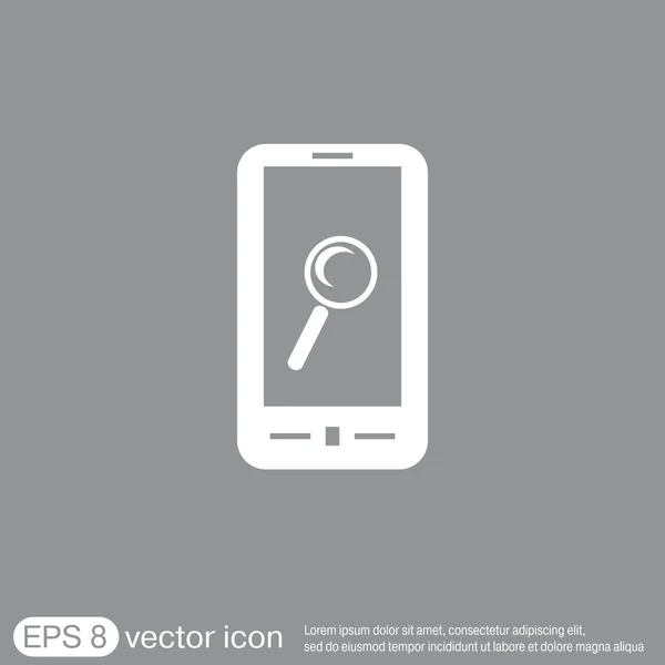 Teléfono con icono de búsqueda — Vector de stock