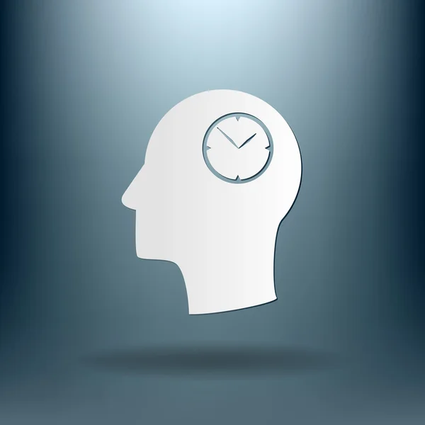 Head with clock icon — Stock Vector
