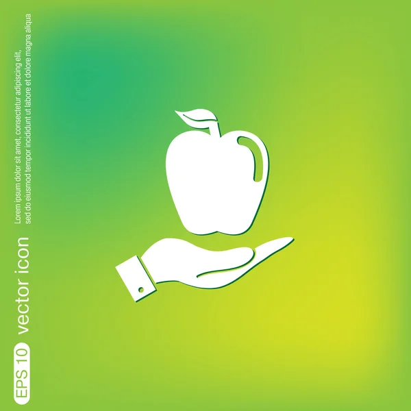Icono de manzana de mano — Vector de stock