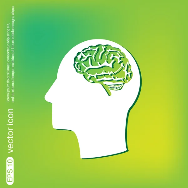 Icono cabeza con cerebro — Vector de stock