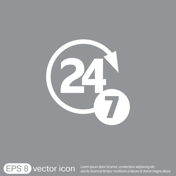 24 uur, 7 dagen pictogram — Stockvector