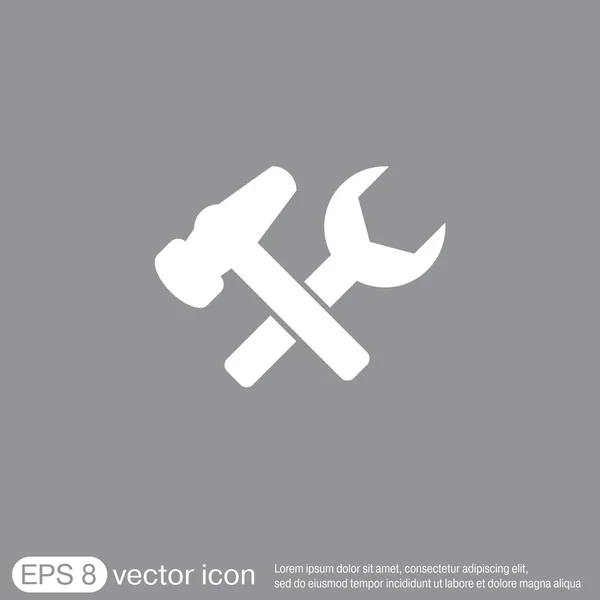 Kladivo a klíč, symbol nastavení. — Stockový vektor