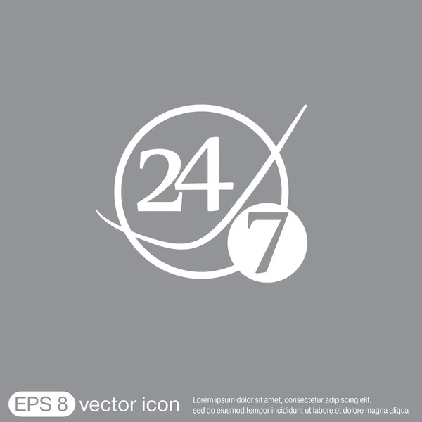 24 uur, 7 dagen pictogram — Stockvector