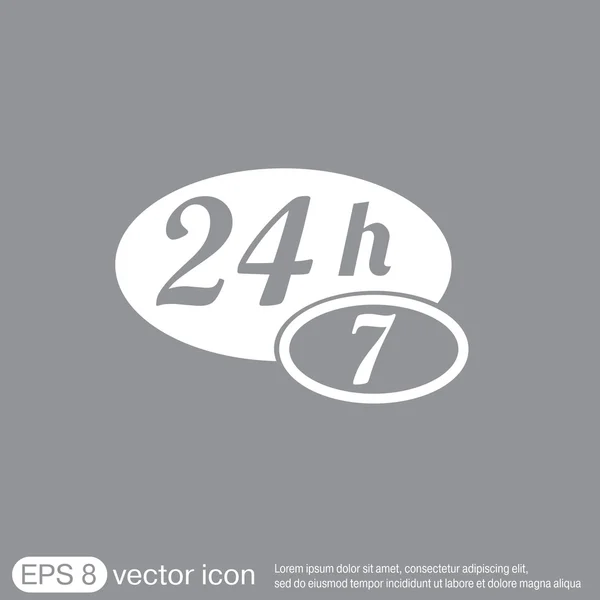 24 horas, 7 días icono — Vector de stock