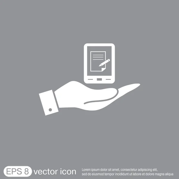 Hand holding a tablet pad with sheet — Stock Vector