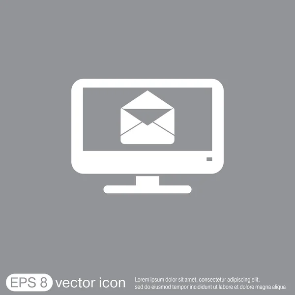 Monitor, Briefumschlag, Postsymbol — Stockvektor