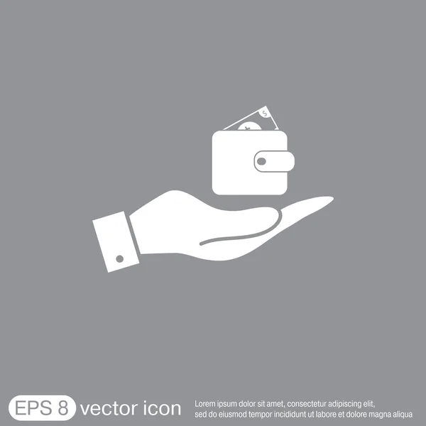 Ruka držící znak kabelku — Stockový vektor