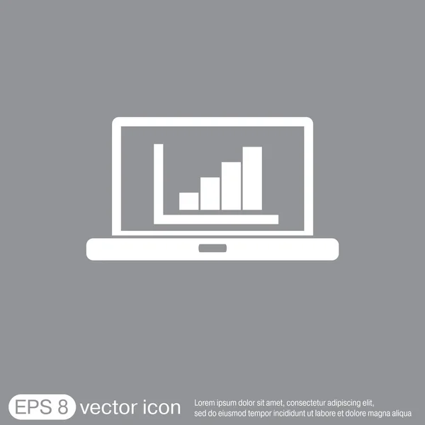 Laptop met diagram pictogram — Stockvector