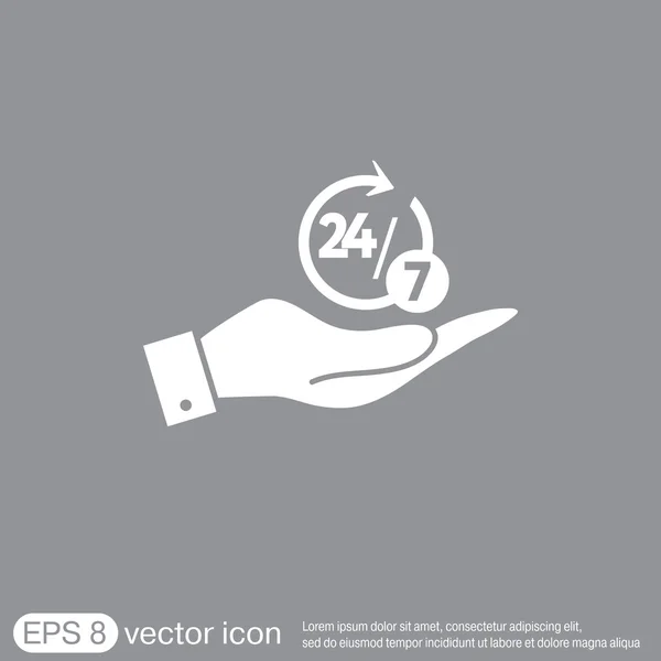 Hand holding a character 24 7. — Stock Vector