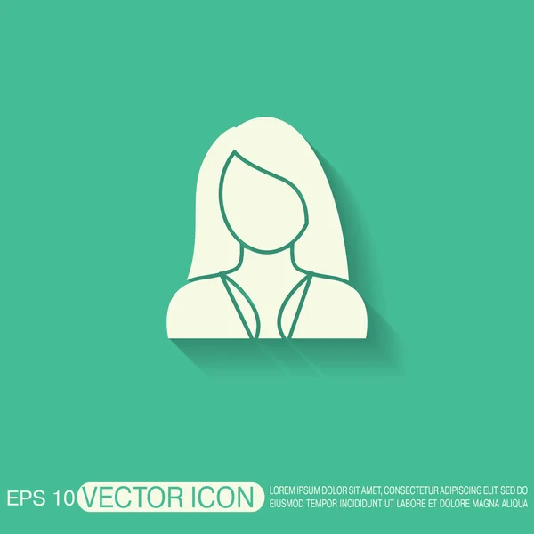 Avatar of a woman with long hair — Stock Vector