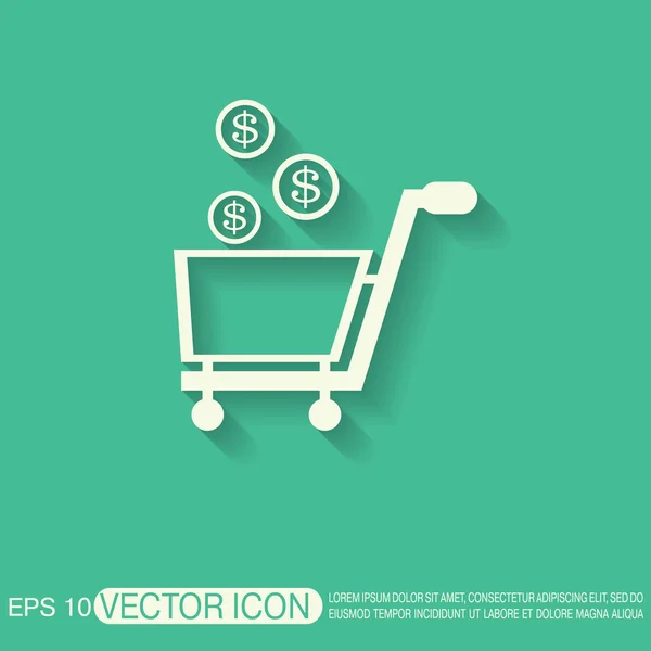 Shopping cart with money — Stock Vector