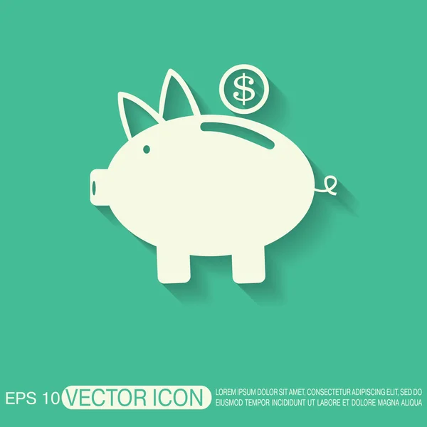 Piggy Bank. simbol uang - Stok Vektor