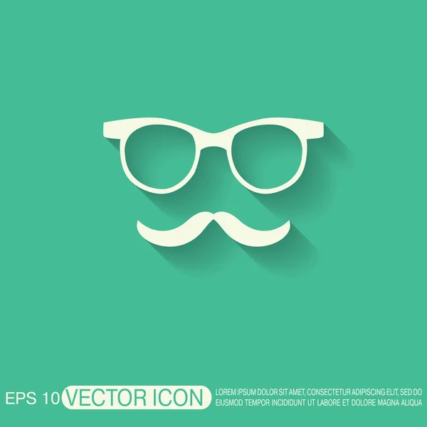Усы и очки. икона хипстера — стоковый вектор