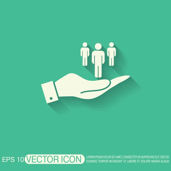 Hand holding a silhouette of a men — Stock Vector