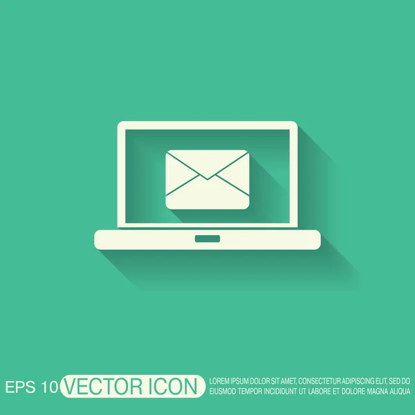 Laptop mit Briefumschlag — Stockvektor