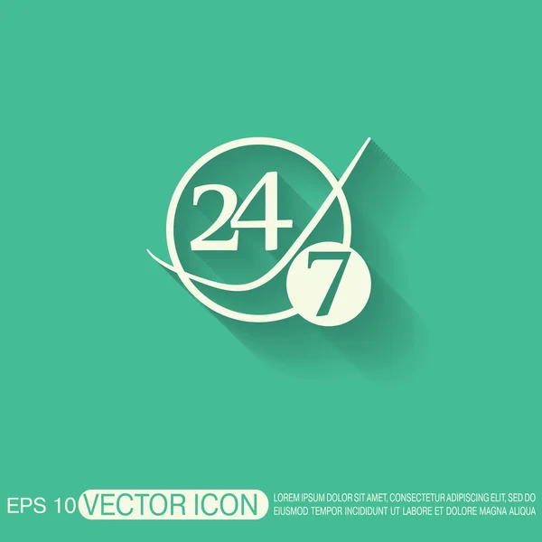 Teken 24 7 pictogram — Stockvector