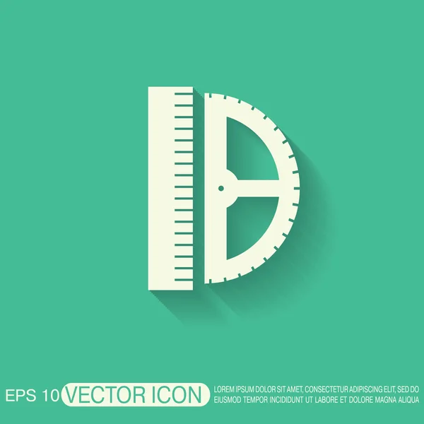 Ruler and protractor icon — Stock Vector