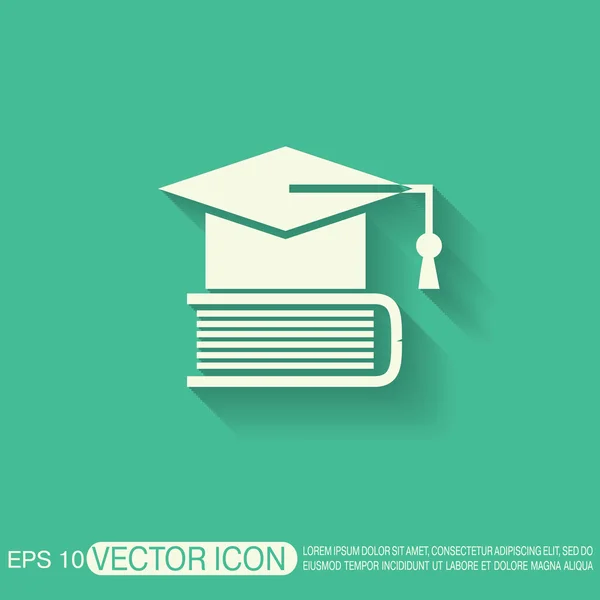 Graduate hat on the book — Stock Vector