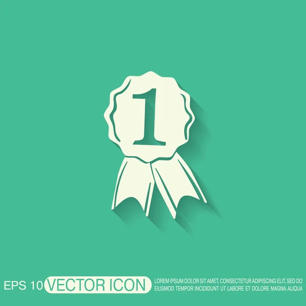 First place ribbon rosette icon — Stock Vector