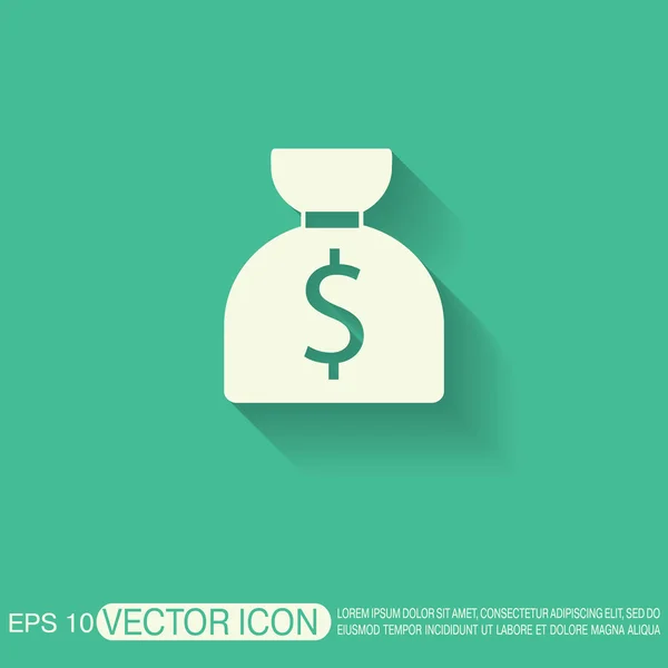 Zak met geld pictogram — Stockvector