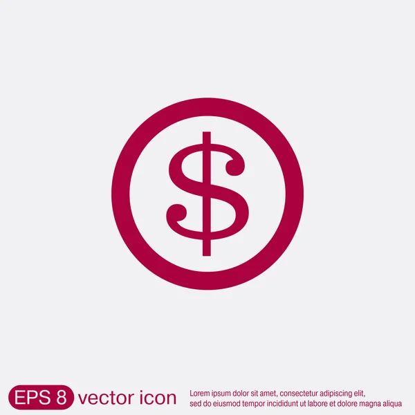 Dollar coin. symbol of money — Stock Vector