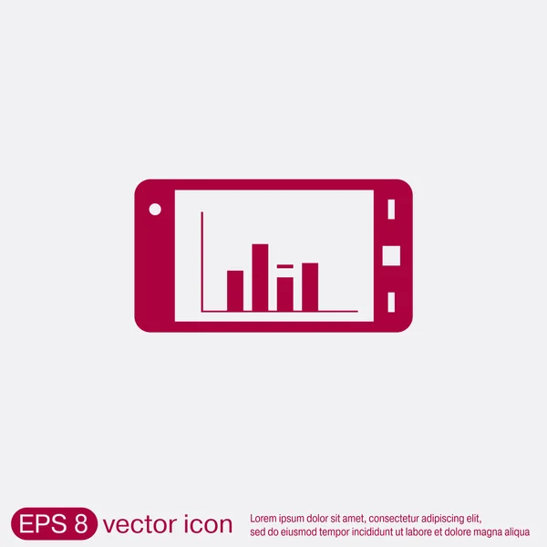 Smartphone with diagram icon — Stock Vector