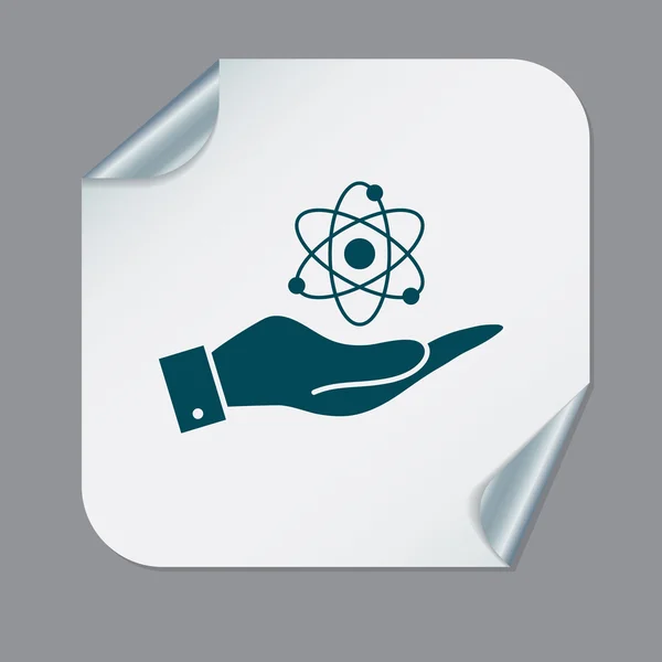Ręka trzyma atom, cząsteczka — Wektor stockowy