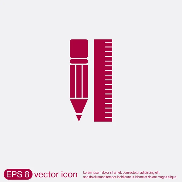 Ruler and pencil. characters geometry — Stock Vector