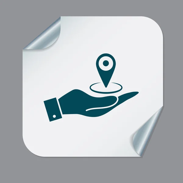 Hand met een pin locatie op de kaart — Stockvector
