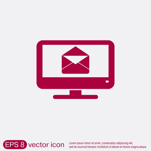 Monitor, letter envelope, mail icon — Stock Vector